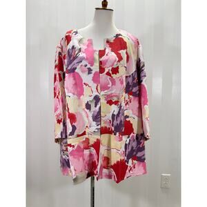 NWT MAGGIE BARNES Multicolor Floral Print Jacket Sz 3X
